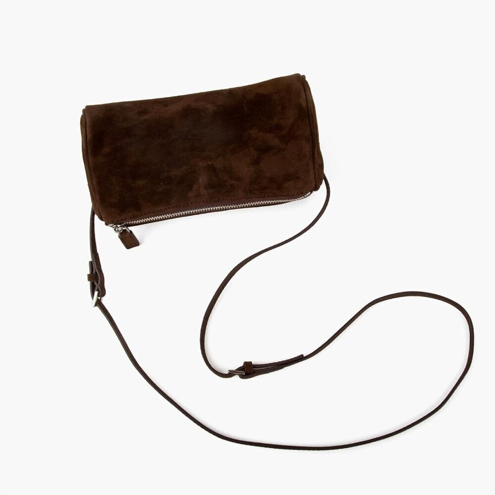 women coffee Suede Leather Small Crossbody Shoulder Bag with Adjustable strap - Picture 4 of 9